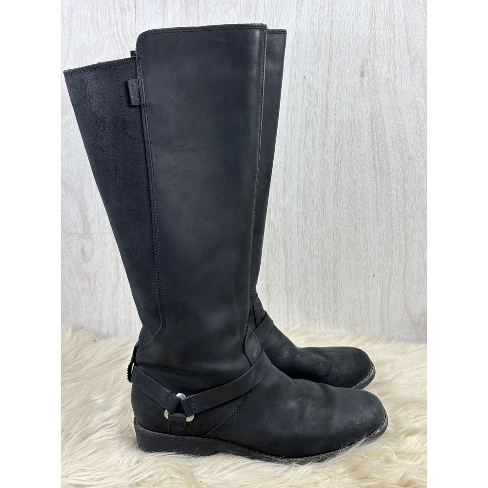 Teva De La Vina Dos Tall Boots Womens 6.5 Black‎ Leather Waterproof Riding